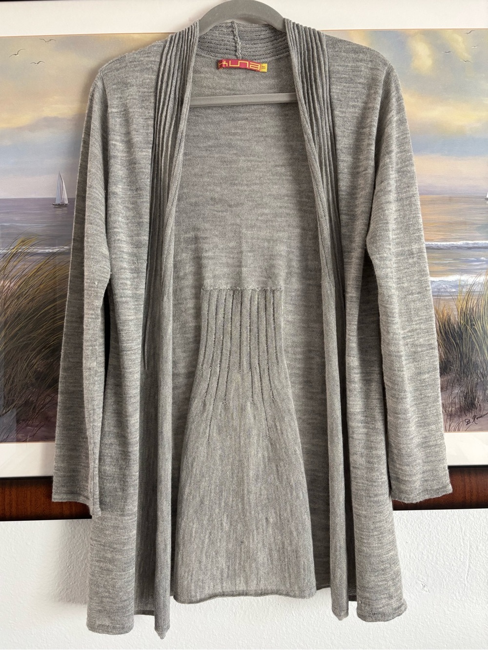 KUNA Kayla Royal Alpaca Cardigan Sweater Gray Medium M Luxury Peru Knit